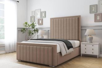 Comfort Beds Arizona Plush Bed Frame - 50 Upholstered Headboard in Taupe | Size: Single