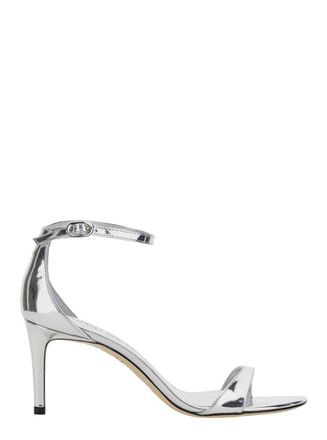 Stuart Weitzman Nudistarc Metallic Sandals With High Block Heel In Patent Leather Woman
