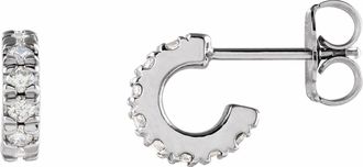 Diamond2Deal 14K Gold 1/4ct Lab-Grown Diamond French-Set Huggie Hoop Earrings Clarity SI, Color G-H