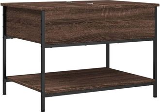 vidaXL Vidaxl - Mesa de centro madera ingeniería metal marrón roble 70x50x50 cm