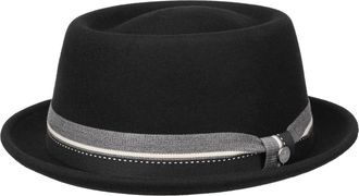 Lierys Wandricks Pork Pie Hat 100% Wool Felt Outdoor Packable Unisex Autumn Winter Black
