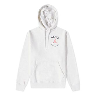 Nike Jordan Mens Air Jordan x Paris Saint-Germain Crossover Logo Numeric Printing Hooded Long Sleeves White DJ0395-051