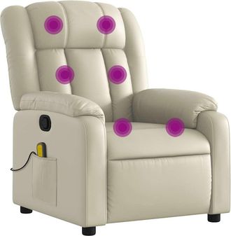 vidaXL Vidaxl - Sill&oacute;n Reclinable De Masaje Cuero Sint&eacute;tico Crema