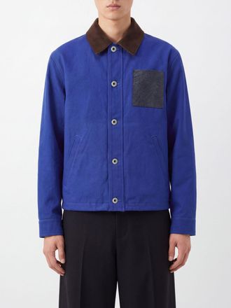Loewe Giacca workwear in cotone con colletto a contrasto in velluto