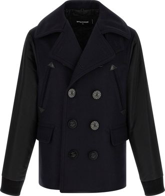 Dsquared2 Wool-Blend Hybrid Peacoat - Navy