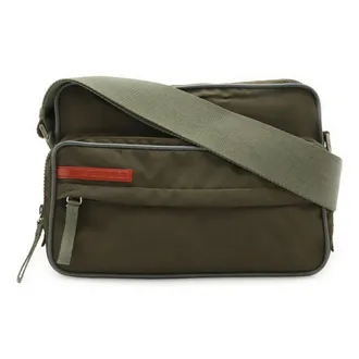 Prada Black Gray Nylon Shoulder Bag (Pre-Owned)