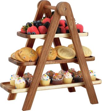 MegaChef Acacia Wood 3 Tiered Rectangular Ladder Tray Set at Nordstrom