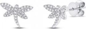 Allurez 0.17ct 14k White Gold Diamond Dragonfly Earrings