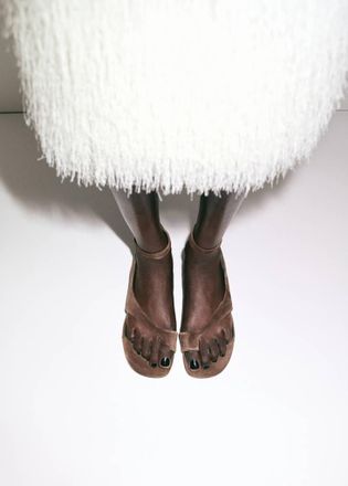 Mango Sandali pelle fasce marrone - Donna - 35 - MANGO