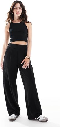 Jacqueline de Yong wide leg cargo pants in black - part of a set
