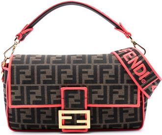 Fendi Pre-owned Fendi Medium Zucca Canvas Fluo Trim Baguette Satchel Ladies 8BR600 A6V5 199 8241