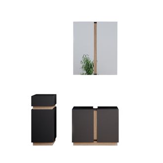 Vicco Conjunto De Muebles De Ba&ntilde;o Gloria, Antracita, 3 Piezas, Con Mueble Alto