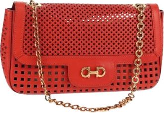 Ferragamo Pre-owned Shoulder Bags, female, Red, Size: ONE SIZE Pre-owned Leather Shoulder Bag