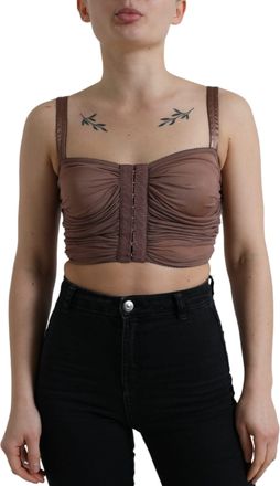 Dolce & Gabbana Womens Mesh Camisole Top - Rose Gold