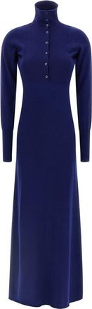Tom Ford Lange Open Col Kasjmier Jurk - Dames - Maxi kleedjes - Blauw - 2XS - Kasjmier - Kleedjes