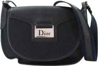 Dior Pre-owned Vintage Canvas Shoulder Bag - Dames - Vintage Schoudertas - Zwart - ONE Size - Leer - Vintage