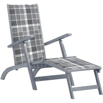 vidaXL Tumbona De Jard&iacute;n Con Reposapi&eacute;s Y Coj&iacute;n Madera Maciza Acacia Vidaxl