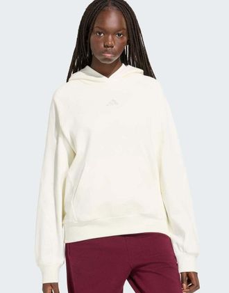 adidas adidas kit - Felpa con cappuccio bianco sporco con logo piccolo