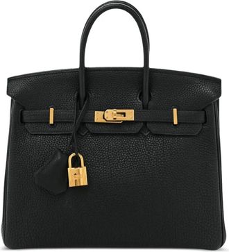Hermès Borsa a mano Noir Birkin 25 in pelle Togo con elementi dorati 2024 - Nero