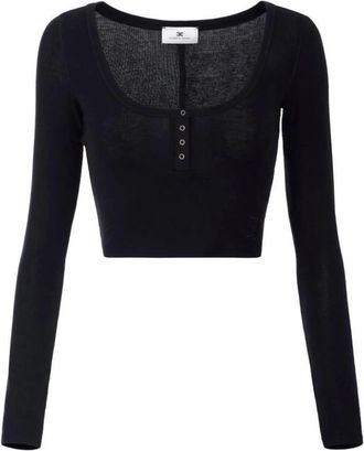 Elisabetta Franchi Lichtgewicht Jersey Top - Dames - Longsleeves - Zwart - L - Tops