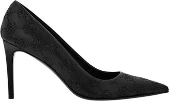 Philipp Plein Mid Heel Pumps Monogram Strass - Dames - Pumps - Zwart - 40 EU - Leer - Schoenen
