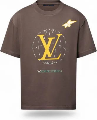 Louis Vuitton Washed Embellished Cotton T-Shirt Brown 1AHCL3