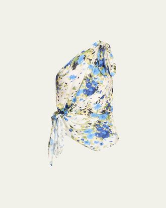 A.L.C. Ellianna One-Shoulder Satin Scarf Top