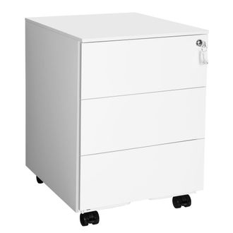 Songmics Archivador m&oacute;vil con cerradura y cajones de color blanco nube