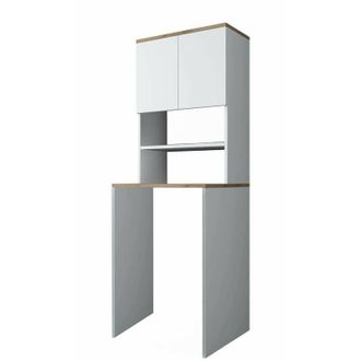 Dmora Armadio multiuso 2 ante Bellona, Mobile multifunzionale, Mobiletto scarpiera, Guardaroba porta scarpe, 65x60h184 cm, Bianco e Noce, con imballo