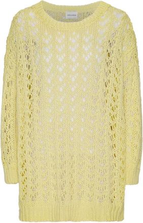 Americandreams Americandreams, Truien & Vesten, Dames, Geel, ONE Size, Katoen, Luna Opengebreide Katoenen Pullover