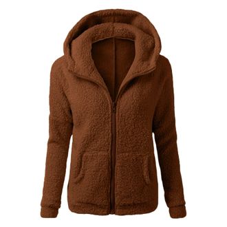 Generic Ladies Fleece Jackets Full Zip Sweatshirts Womens Teddy Hoodies With Pockets Teen Girls Winter Plush Coats Long Sleeve Tunic Tops Casual Fuzzy Sweater