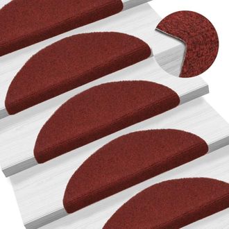 Berkfield Home Self-adhesive Stair Mats 10 pcs Red 56x17x3 cm Needle Punch | Size: Medium