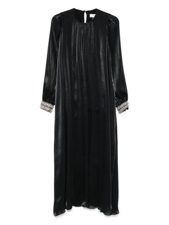 Nissa Maxi-jurk met kralen op de cuffs - Zwart