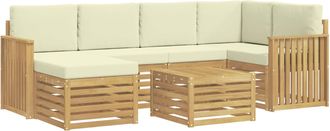 vidaXL Conjunto De Sof&aacute;s De Exterior 7 Uds. Blanco Y Crema Poli&eacute;ster Vidaxl