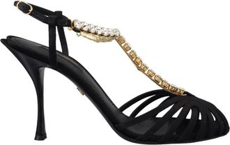 Dolce & Gabbana High Heel Sandalen - Dames - Sandalen met hakken - Zwart - 35 1/2 EU - Satijn - Schoenen