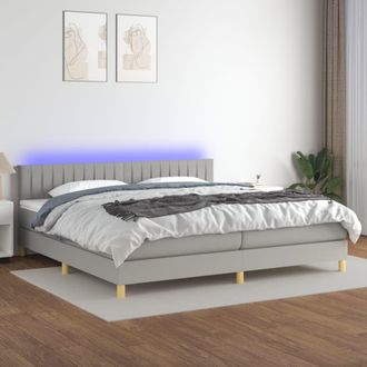 vidaXL Vidaxl - Cama Box Spring Con Colch&oacute;n Tela Y Led Gris Claro 200x200 Cm