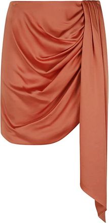 SIMKHAI Rode Mae Gedrapeerde Satijnen Mini Rok - Dames - Korte rokken - Rood - S - Satijn - Rokken