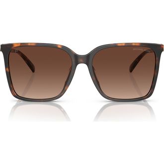 Michael Kors Canberra 56mm Polarized Square Sunglasses in Tortoise /Brown Polar at Nordstrom