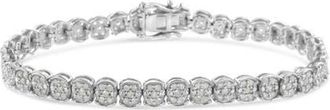 House of Brilliance Silver 2.0 Cttw Diamond Cluster Link Bracelet in White at Nordstrom