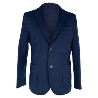 Lanvin Single-Breasted Blazer with Pockets in Navy Blue Wool
