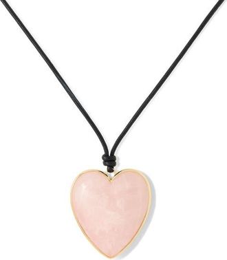 Jennifer Fisher Heart Pendant Cord Necklace in Rose Quartz at Nordstrom