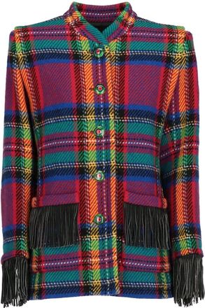 Saint Laurent 1980 tartan wool jacket - women - Wool/Acetate/Cupro - 40 - Red