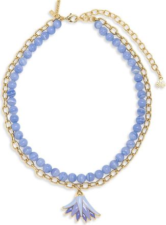 Lele Sadoughi Enamel Lotus Necklace in Lavender at Nordstrom