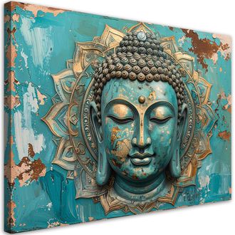 Feeby Cuadro En Lienzo, Buda Turquesa Mandala Zen Spa, 120x80