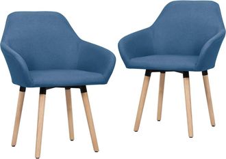 vidaXL Sillas De Comedor 2 Unidades Tela Azul Vidaxl