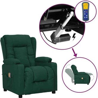 vidaXL Sill&oacute;n De Masaje Elevable Tela Verde Oscuro Vidaxl
