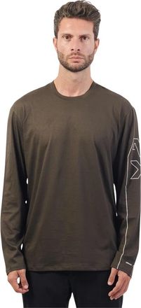 A|X Armani Exchange Groene longsleeve katoenen T-shirt - Heren - Longsleeves - Groen - M - Katoen - Tops