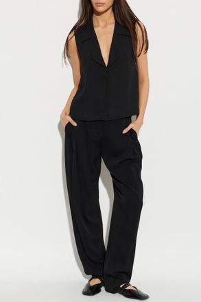 Emporio Armani V-neck Top, Womens, Black