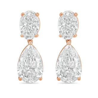 Diana M. Jewels 14KW RG 8.00 Ct TW of Lab grown oval and pear shape diamond drop earrings