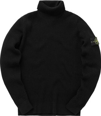 Stone Island Logo Patch Turtleneck Sweater Black 7915552C2-A0029